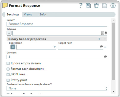 JSON Formatter Snap configuration