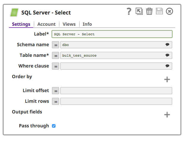 SQL Server Select Snap Configuration
