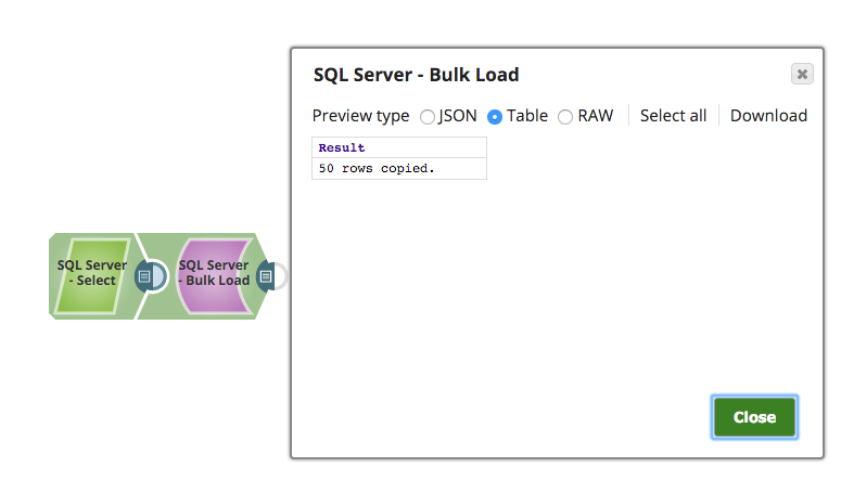 SQL Server Bulk Load Snap Output