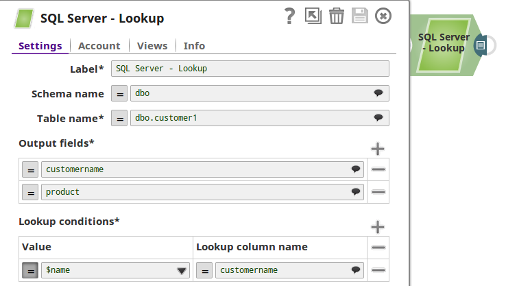SQL Server Lookup Snap Configuration