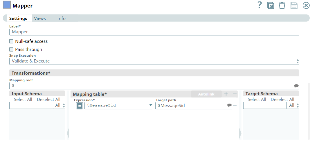 Mapper Snap configuration