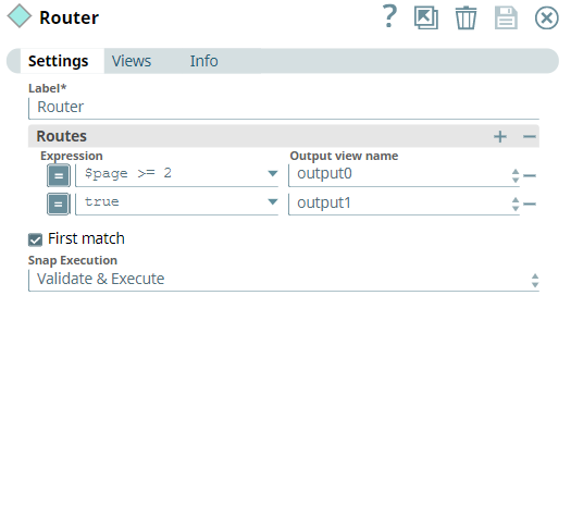 Router Snap configuration for page routing