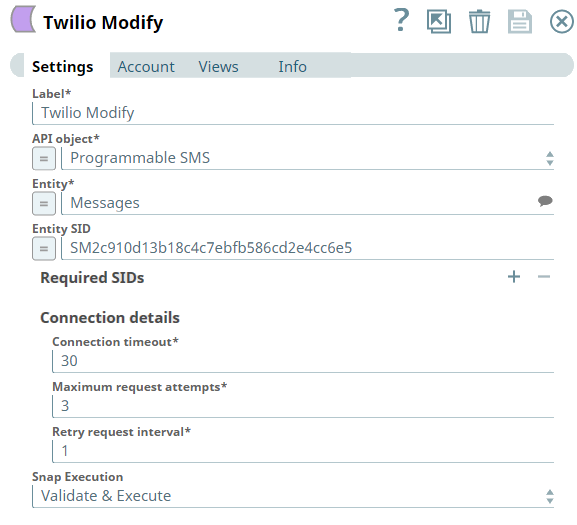 Twilio Modify Snap overview