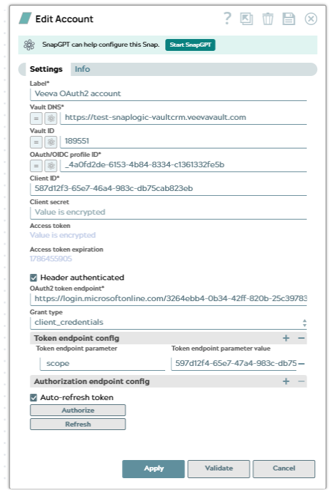 Veeva Vault OAuth2 Account