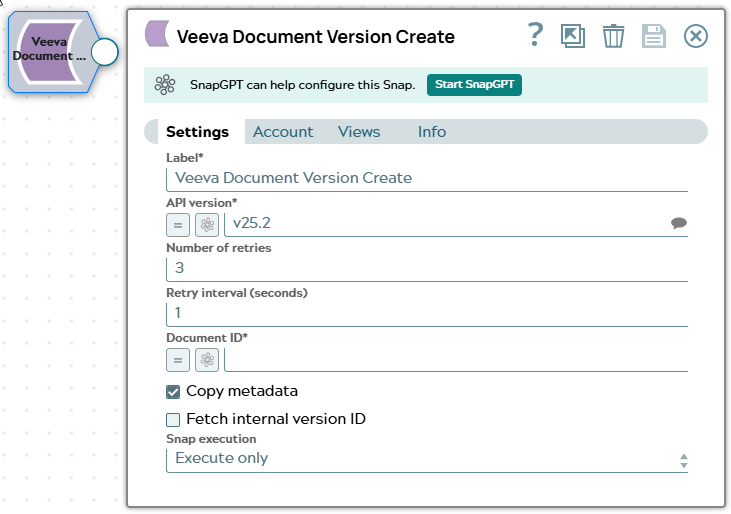 Veeva Document Version Create Snap overview
