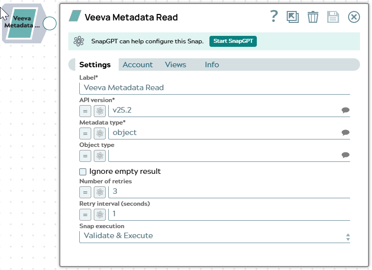 Veeva Metadata Read Snap overview