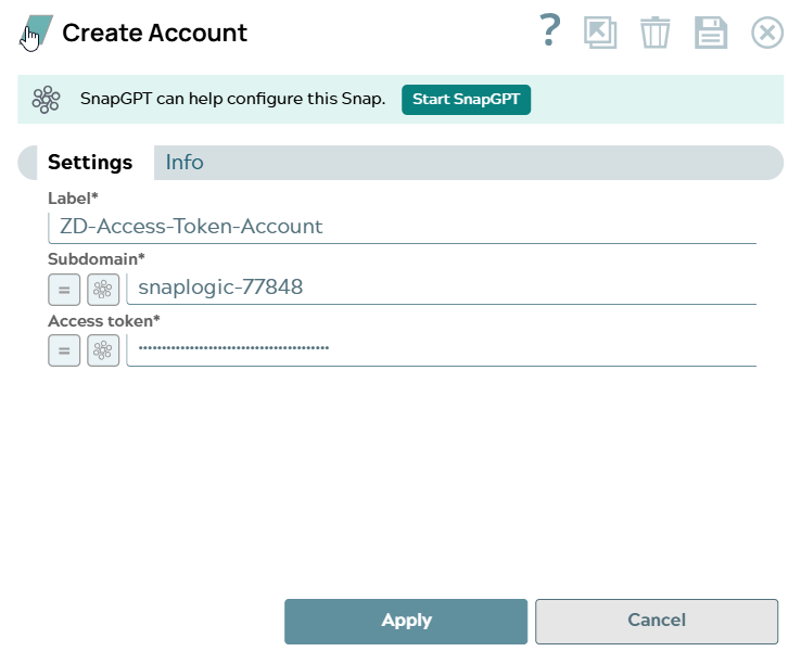 Zendesk Access Token Account