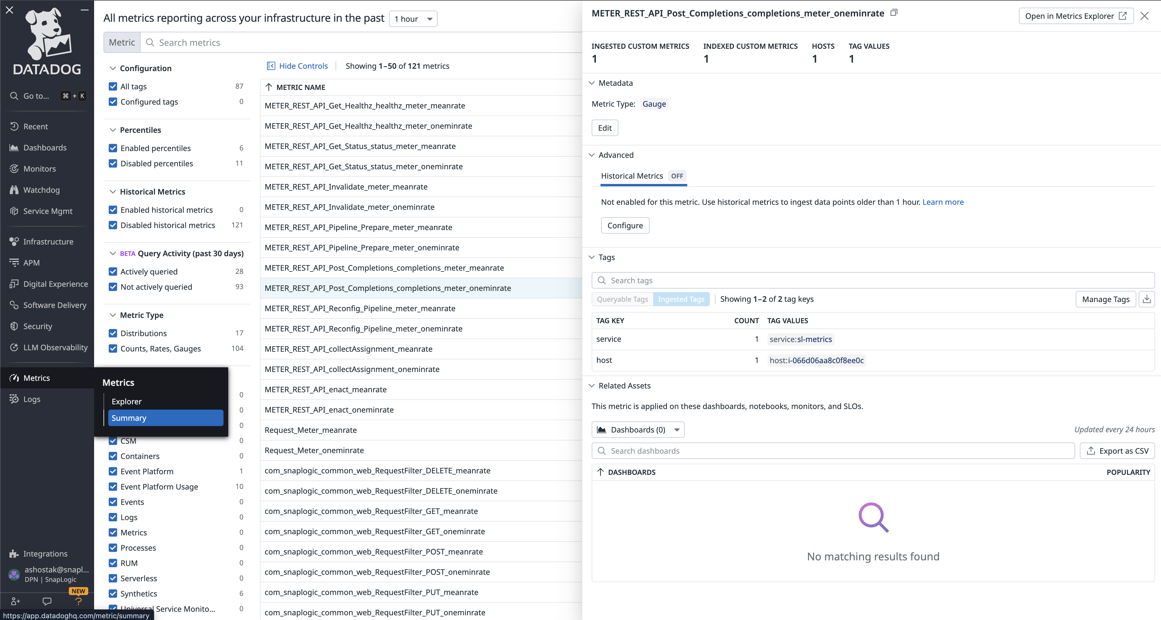 Datadog Metrics Summary